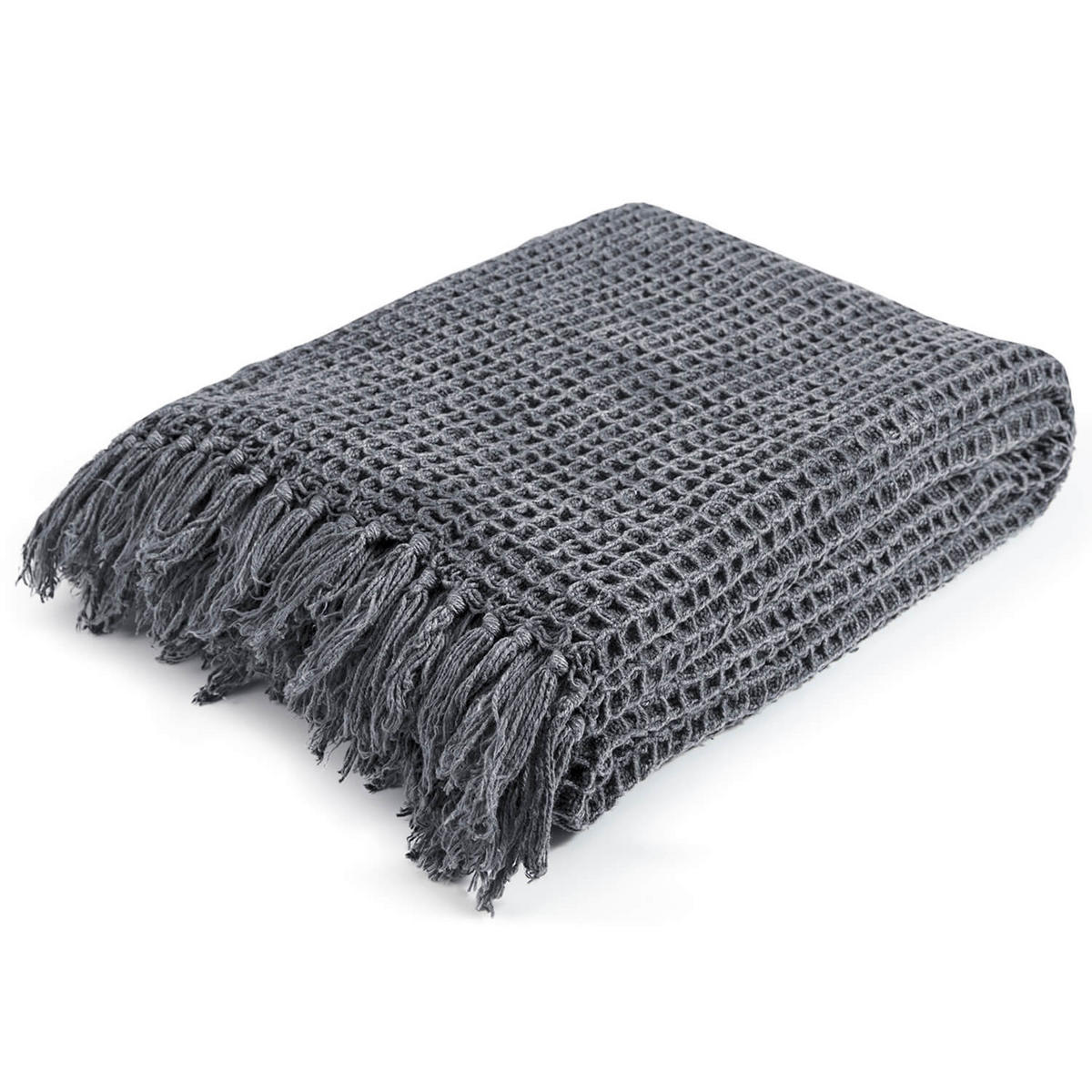 DECKE Die Hyggelige - Anthrazit, Naturmaterialien (130/1.5cm) - Mokebo
