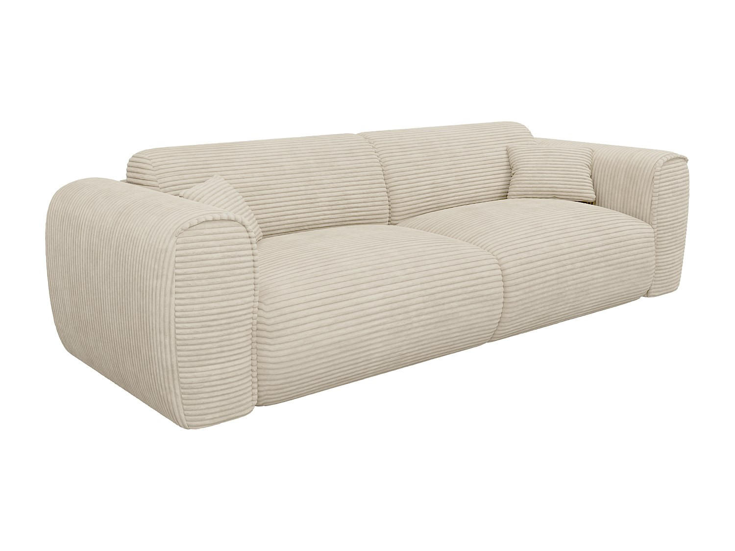 SOFA 4-Sitzer mit Matratze - Cord - Beige - POGNIA - Beige, Textil (236/73/100cm) - Vente-Unique