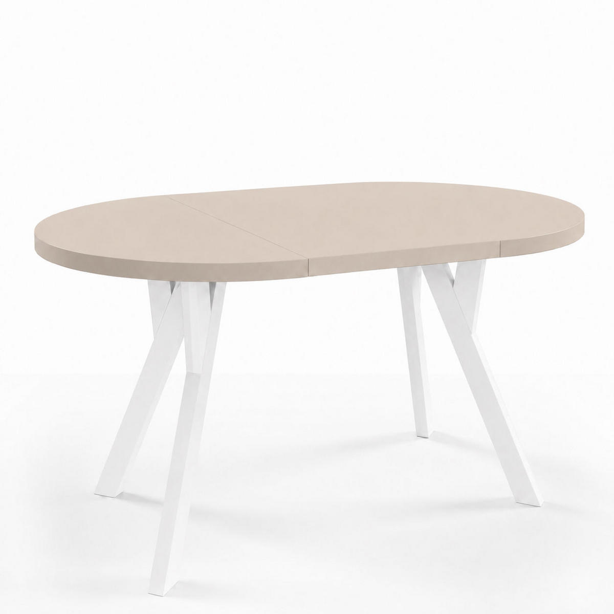 ESSTISCH ausziehbar rund ATO, 100-140 cm, Dekor Kaschmir, weiße Holzbeine - Kaschmir/Weiß, Holzwerkstoff/Buchenholz (100/100/77cm) - VENASI MÖBEL