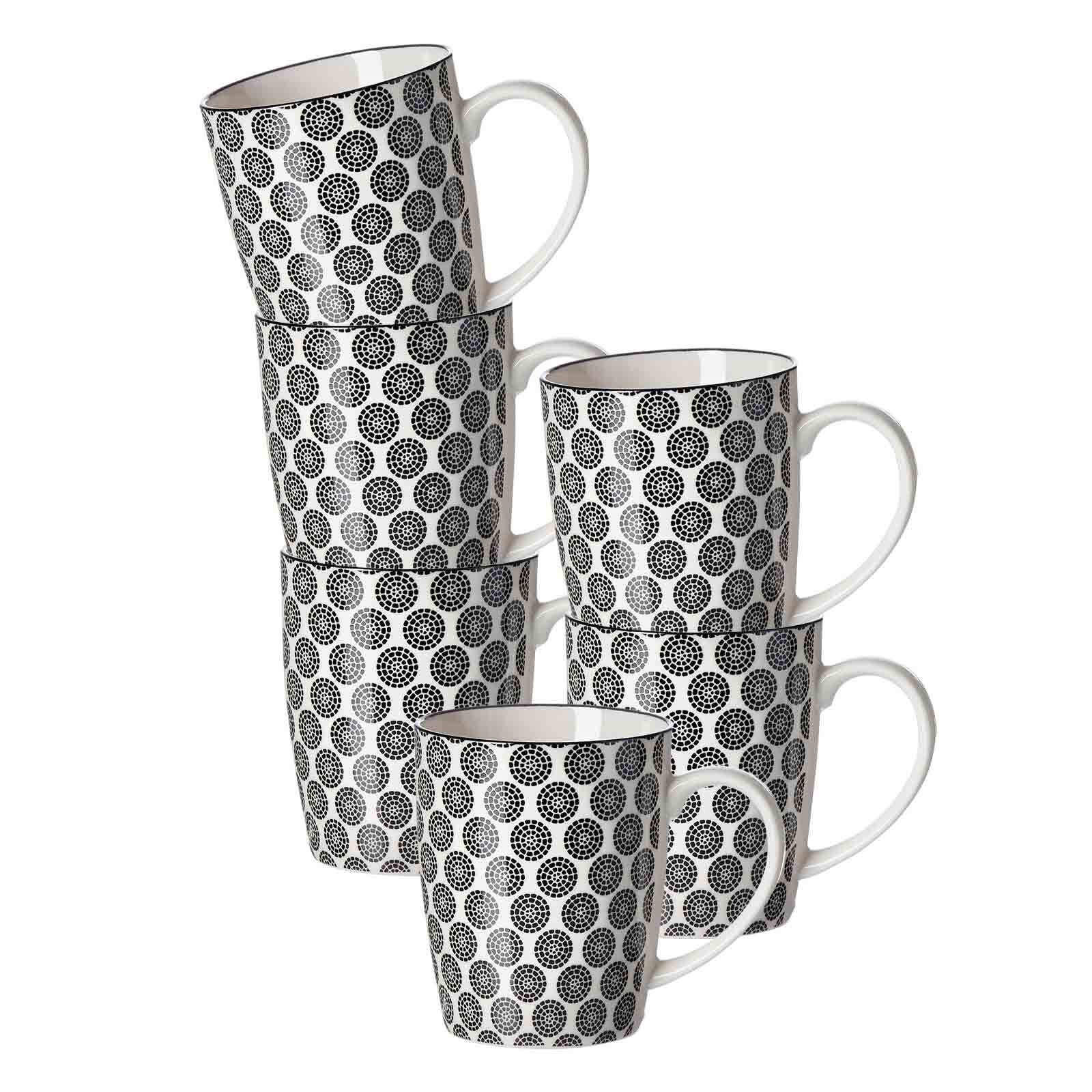 HENKELBECHER Takeo Circles schwarz-weiß 350 ml 6er Set - Schwarz/Weiß, Keramik (0.35L) - Ritzenhoff Breker