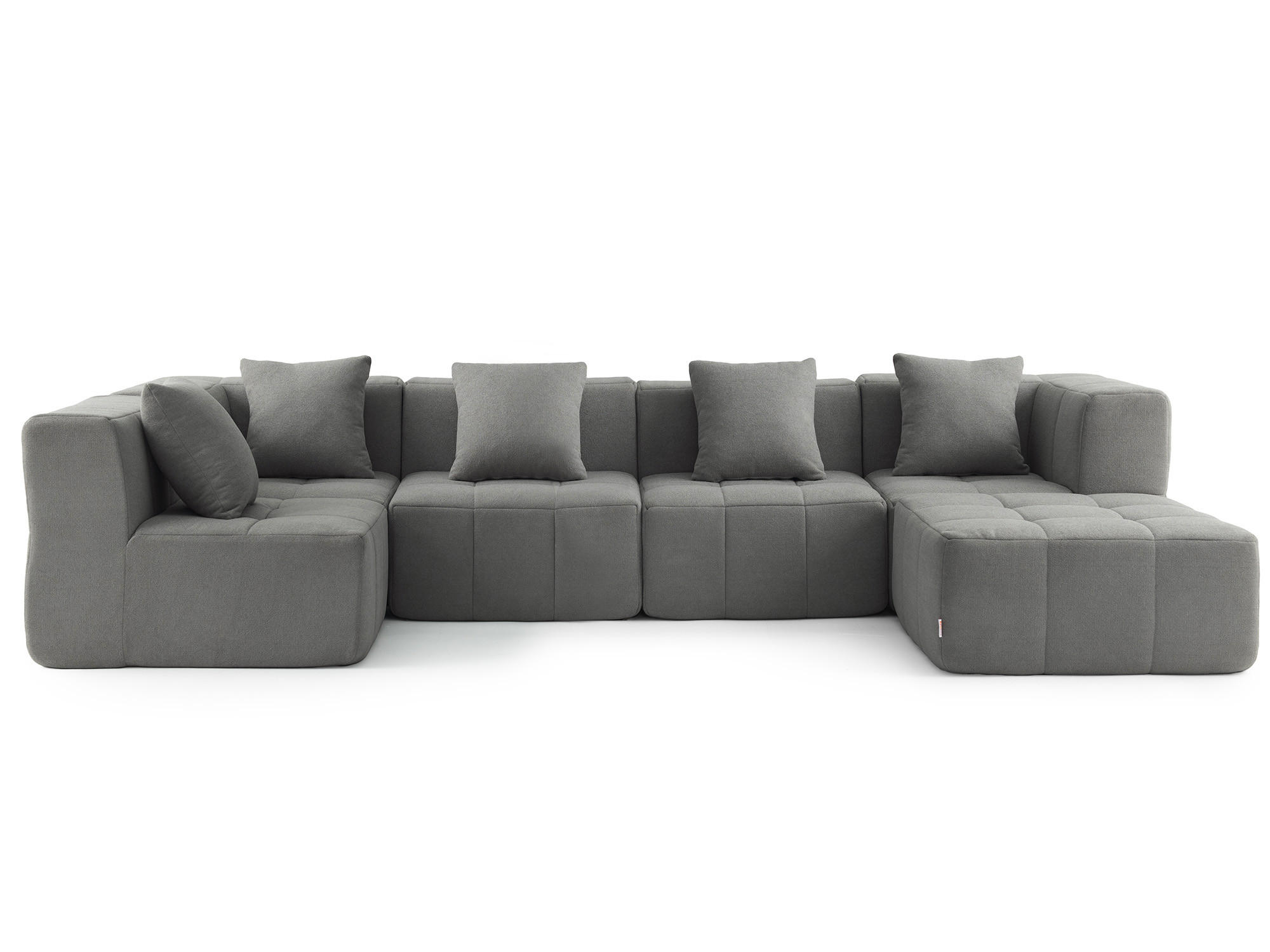 WOHNLANDSCHAFT Bouclé-Stoff Wolkengrau - Grau, Textil (340/73/190cm) - MILYsofa