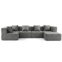 WOHNLANDSCHAFT Bouclé-Stoff Wolkengrau - Grau, Textil (340/73/190cm) - MILYsofa