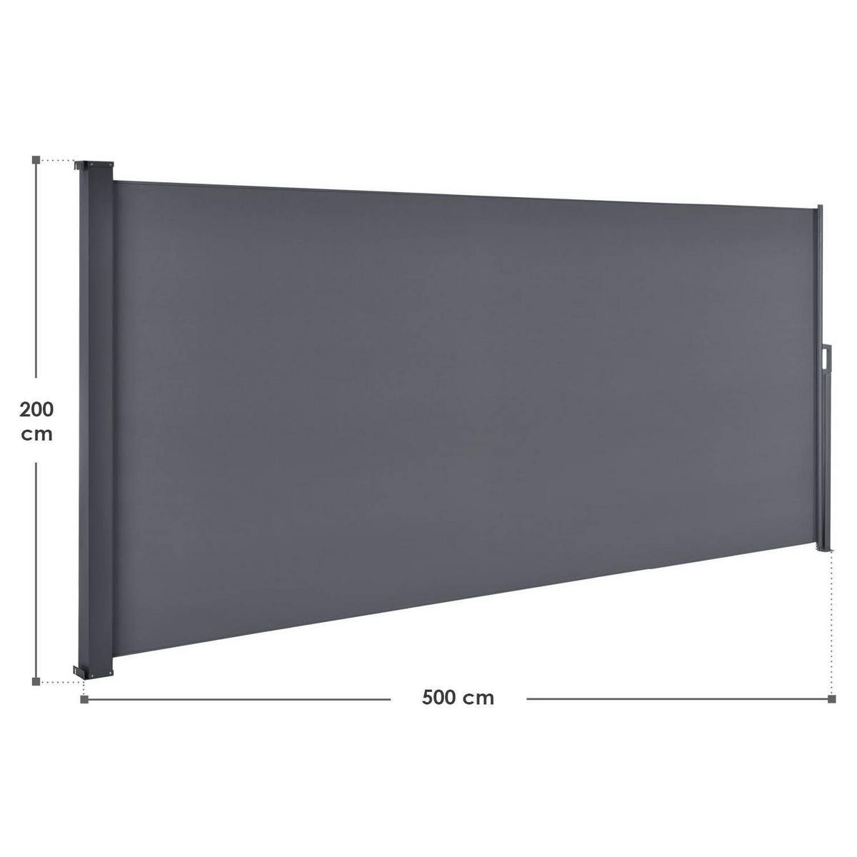 SEITENMARKISE Dubai dunkelgrau 500x200 cm - Grau, Kunststoff (500/200/500cm) - Juskys