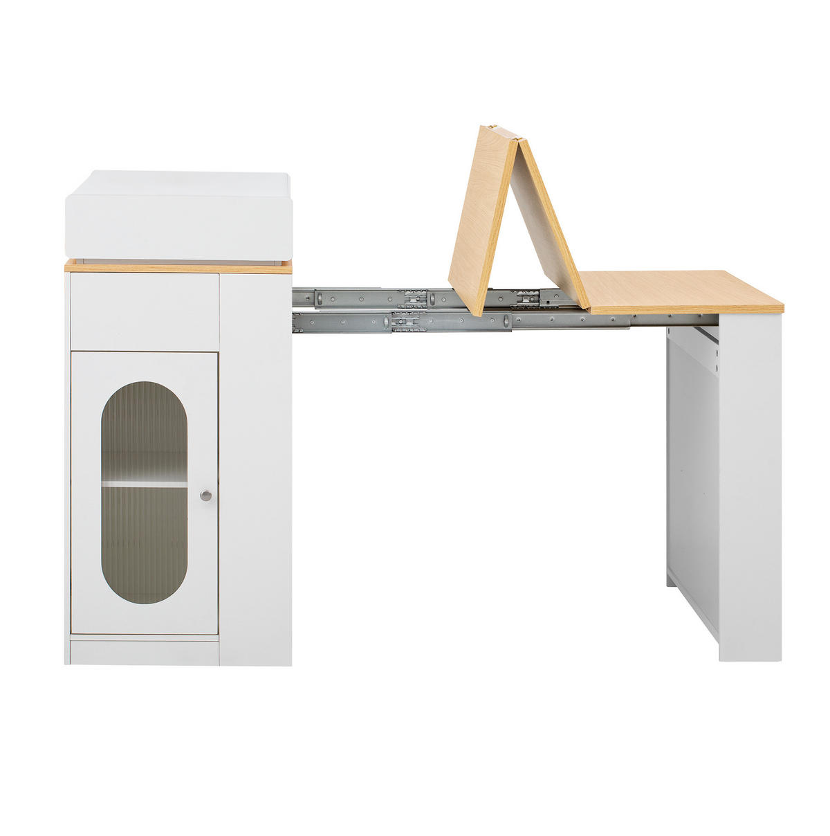 KÜCHENINSEL 83/46-146,5/96 cm in Weiß mit Ausziehtisch und Steckdosen - Weiß, Holzwerkstoff (83/96/46cm) - Flora Grace