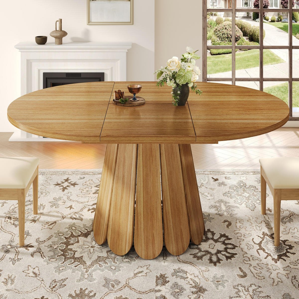 AUSZIEHTISCH 118/76,8 cm in Braun – rund, zu oval ausziehbar - Braun, Holzwerkstoff (118/118/76cm) - BEAOK