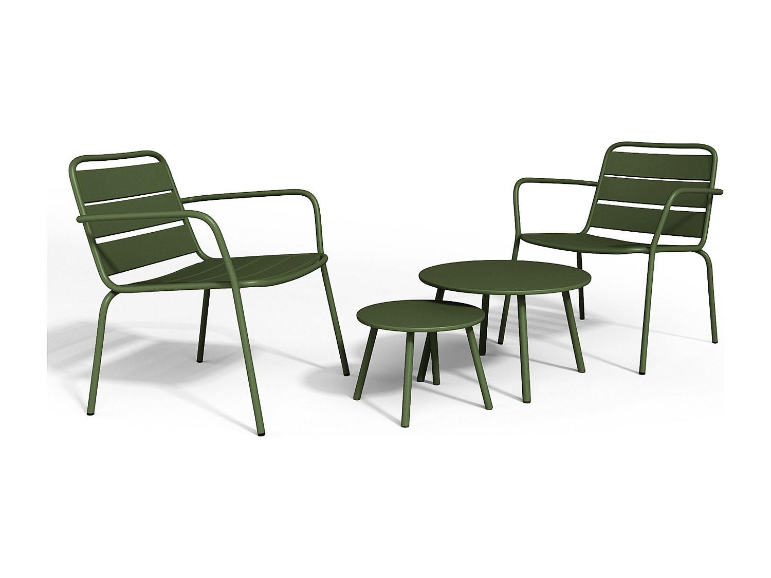 GARTENSITZGRUPPE im Set - 2 -Sitzer - Stahl - khaki - MIRMANDE - Grün, Metall - Vente-Unique