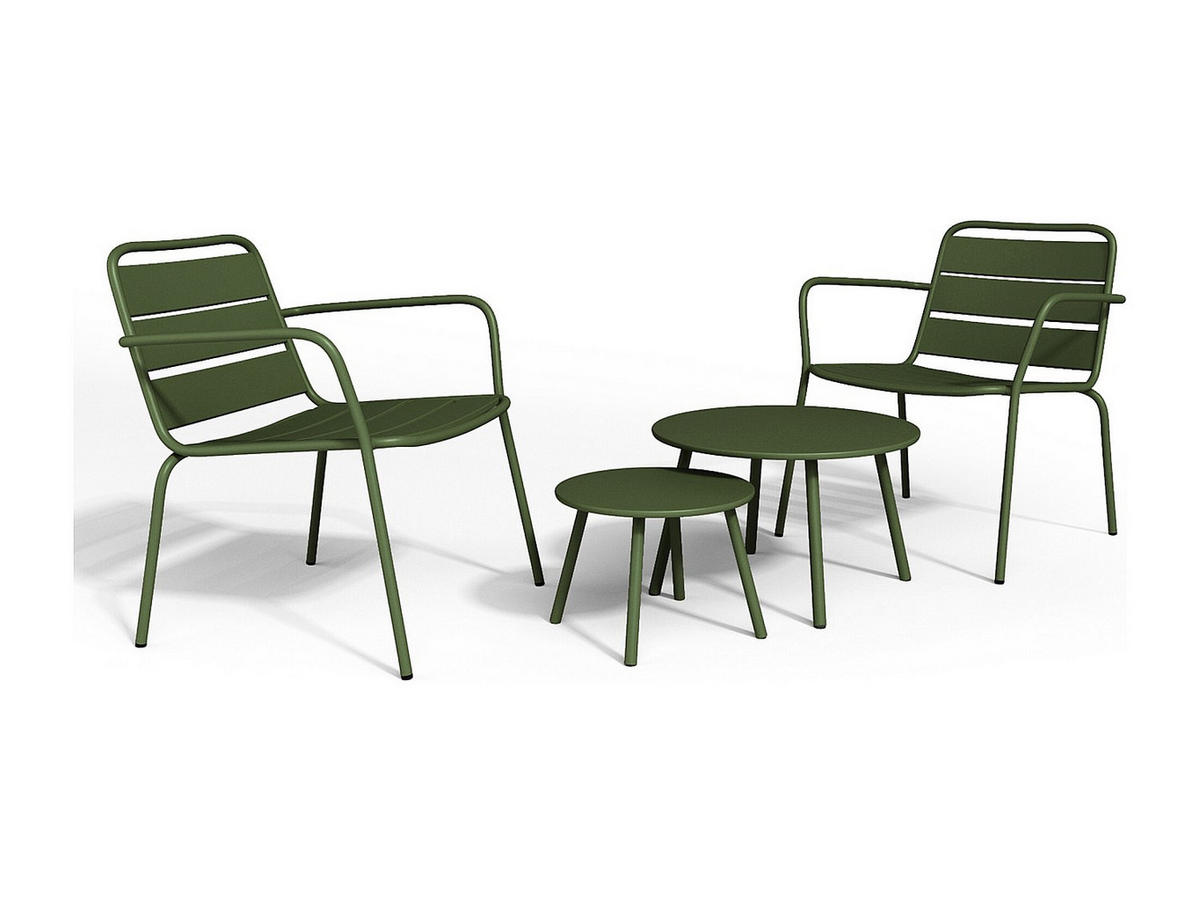 GARTENSITZGRUPPE im Set - 2 -Sitzer - Stahl - khaki - MIRMANDE - Grün, Metall - Vente-Unique