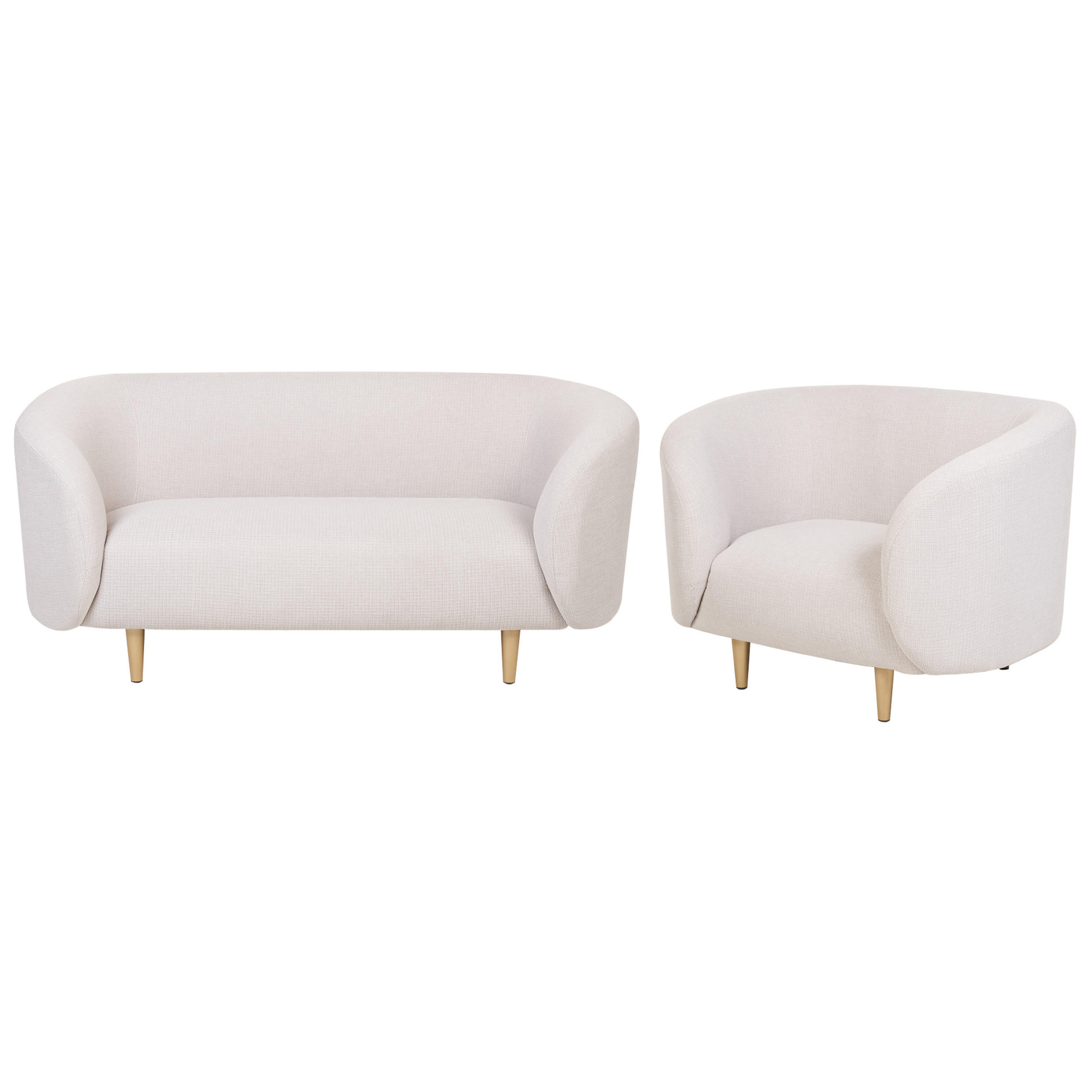 3-SITZER SOFA SET Polsterbezug beige/gold Loen - Beige/Goldfarben, Textil (155/79/70cm) - Beliani