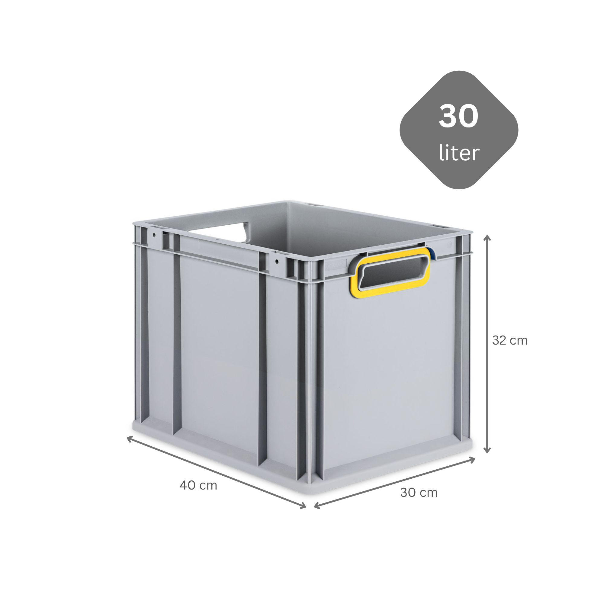 EUROBOX Nextgen Color 32x30x40cm 30 Liter Griffe Gelb Offen - Gelb, Kunststoff (30/32/40cm) - PROREGAL