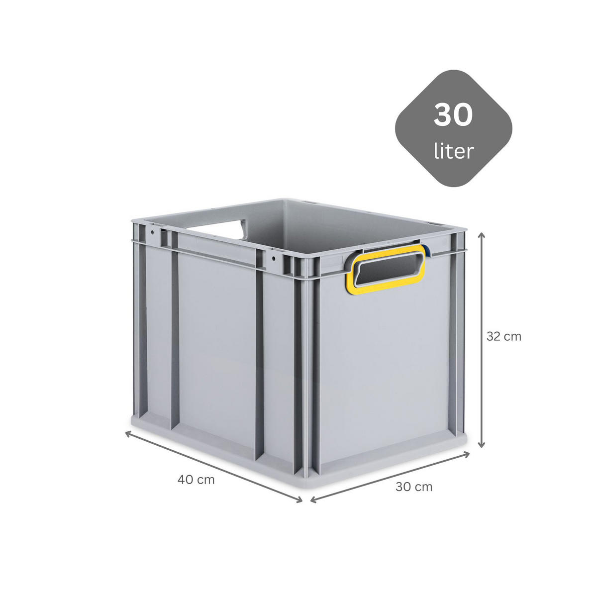 EUROBOX 4x Nextgen Color Mit Auflagedeckel 32x30x40cm Griffe Gelb Offen - Gelb, Kunststoff (30/32/40cm) - PROREGAL
