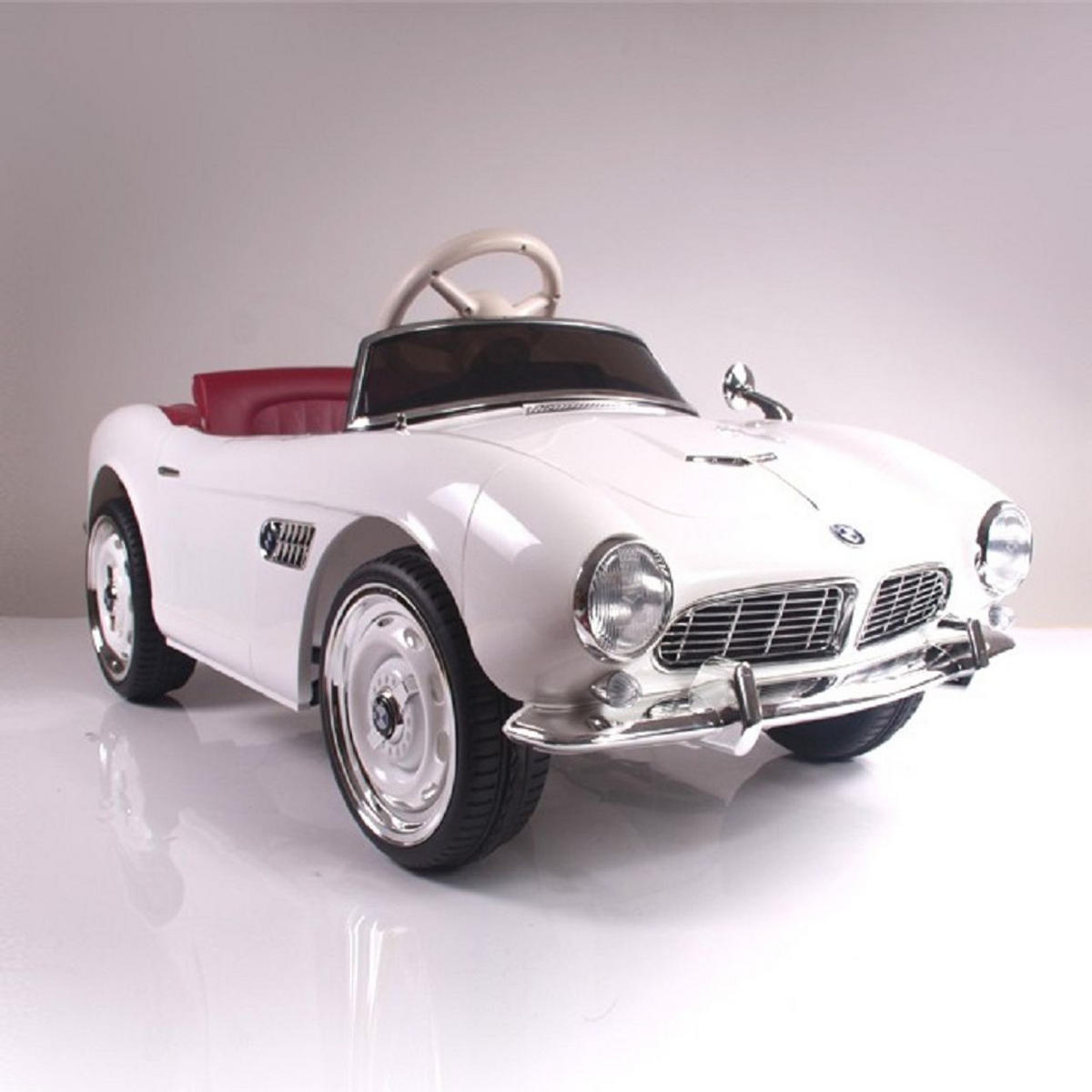 KINDER ELEKTROAUTO BMW 507 Oldtimer EVA-Gummireifen, lizenziert, 2x 35-W-Motoren, Kunstledersitz - Weiß, Kunststoff (115/55/50cm) - Es-Toys