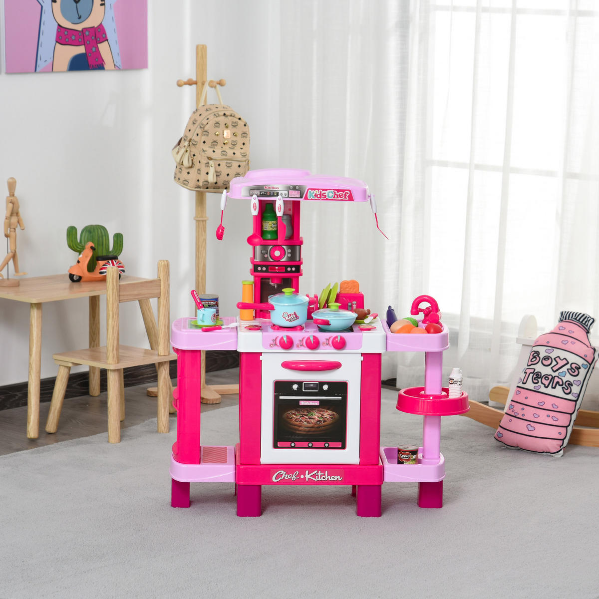 SPIELKÜCHE DE-18720 mit Licht & Sound, 38-teilig Rosa - Pink, Kunststoff (78/29/87cm) - ComfortXL