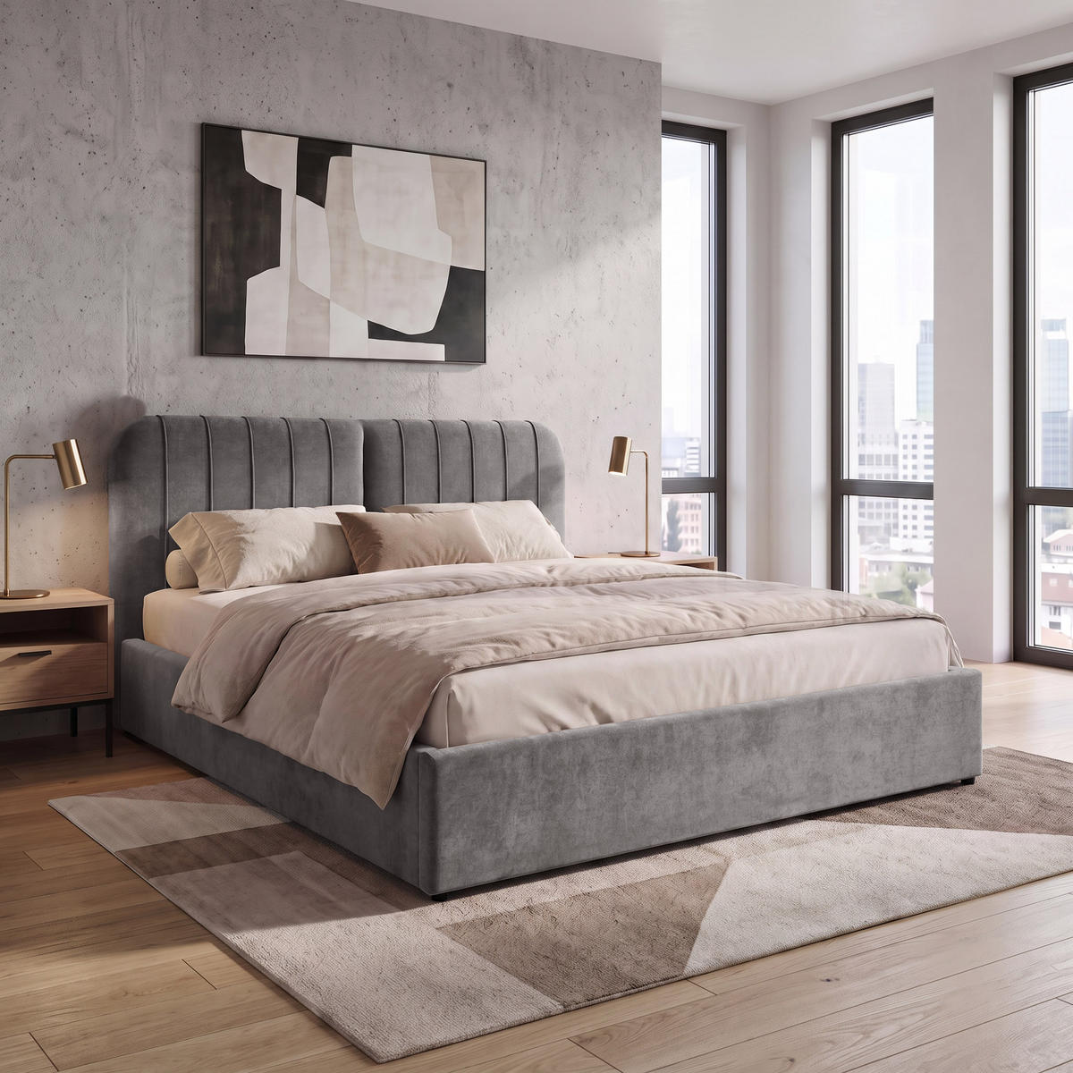 ČALOUNĚNÁ POSTEL Livre s taštičkovou matrací 26 cm, s úložným prostorem, 160x200 cm, žinylková látka, tmavě šedá - tmavě šedá, textil (160/200cm) - Beautysofa