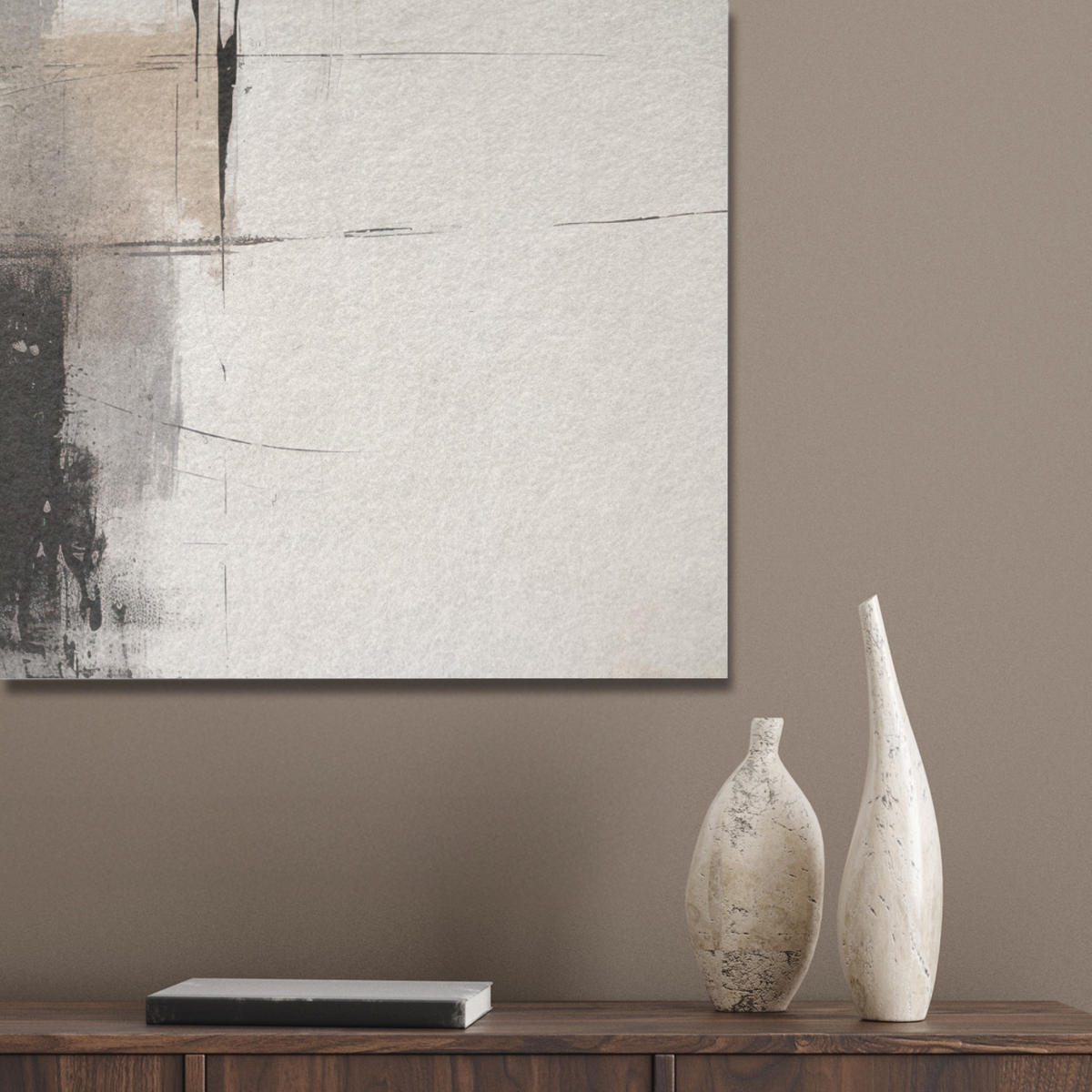 AKUSTIKPANEEL Abstrakt - Kunst - Grau 60x80 cm - Hellgrau, Textil (60/0.9/80cm) - MuchoWow