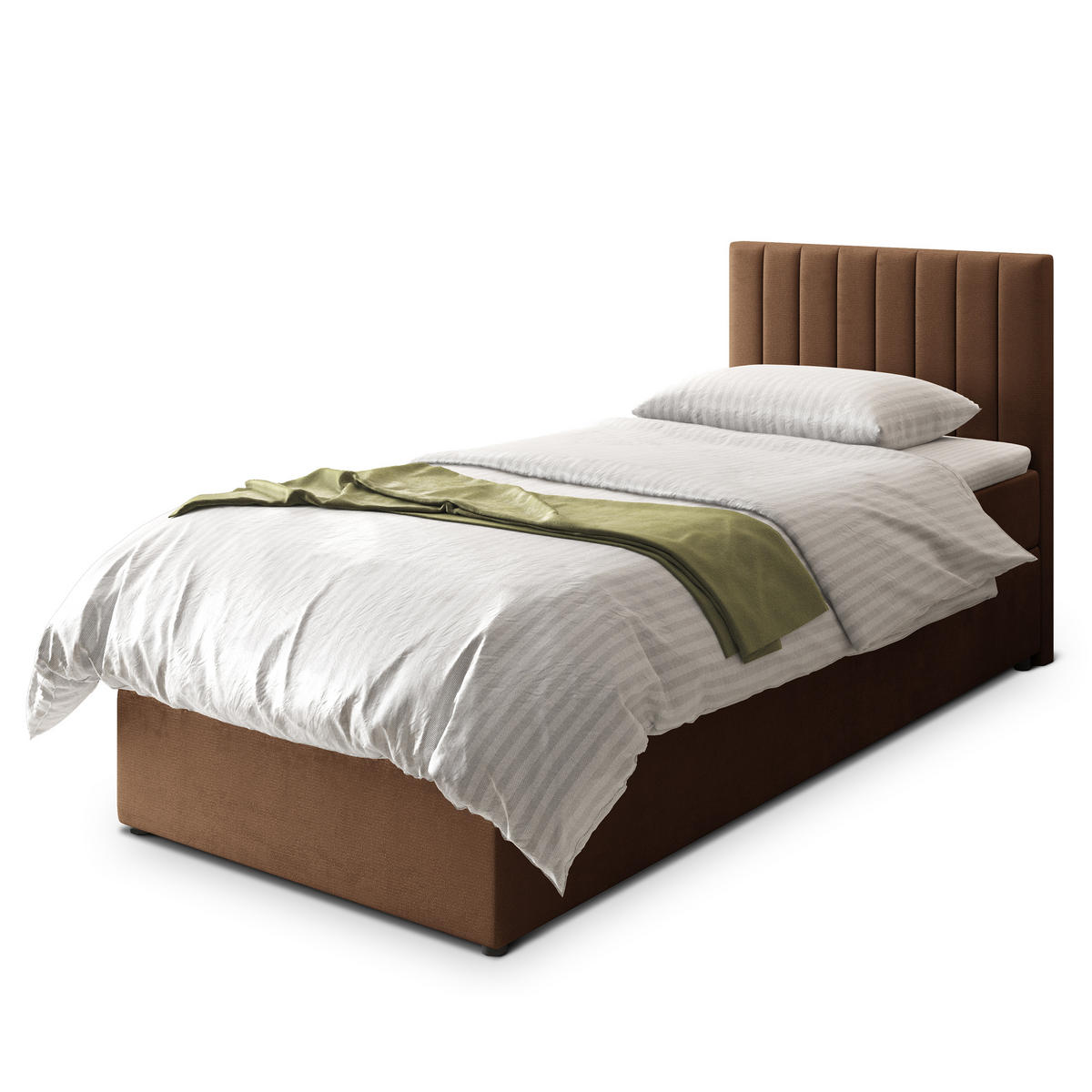 POSTEL BOXSPRING BRESEL 100x200 cm, s matrací a úložným prostorem, hnědá - hnědá, kompozitní dřevo/textil (100/200cm) - MASSENO