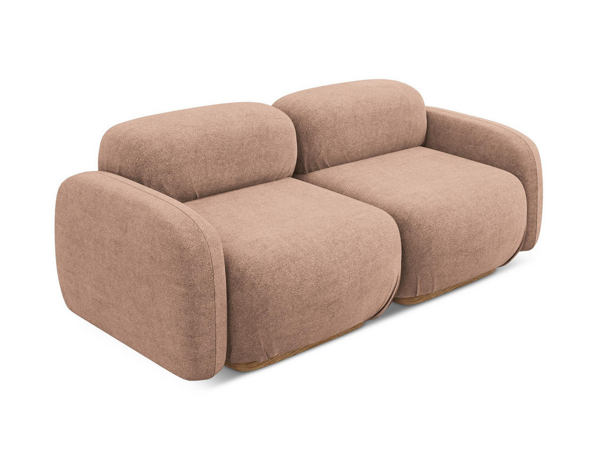 3-SITZER SOFA Bouclé Stoff Pink - Pink/Hellrosa, Holz/Textil (190/73/95cm) - Makamii