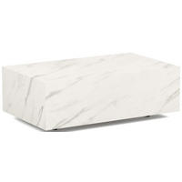 COUCHTISCH Noma Rechteckig in Marmor Weiß, Blockform mit versteckten Rollen 90/55/28 cm - Ecru/Schwarz, Holzwerkstoff (55/90/28cm) - WFL GROUP