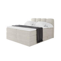 BOXSPRINGBETT mit Matratze H3/H4 - NINA KING - 160x200 cm Creme - Perlmutt, Holzwerkstoff (160/200cm) - ALTDECOR