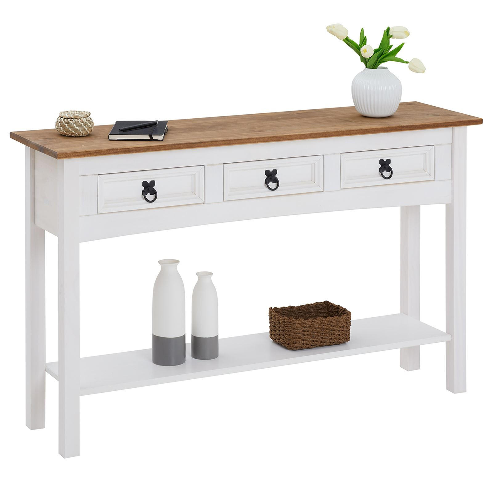 KONSOLENTISCH CAMPO - Weiß/Braun, Holz (32/122/73cm) - CARO-Möbel