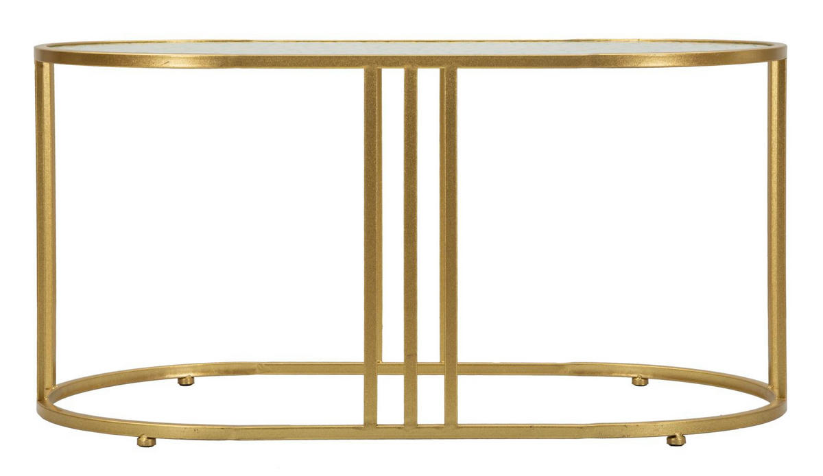 COUCHTISCH Antalia, goldfarben, Eisen und Glas, 90 x 50 x 45 cm - Goldfarben, Glas/Metall (50/90/45cm) - Mauro Ferretti