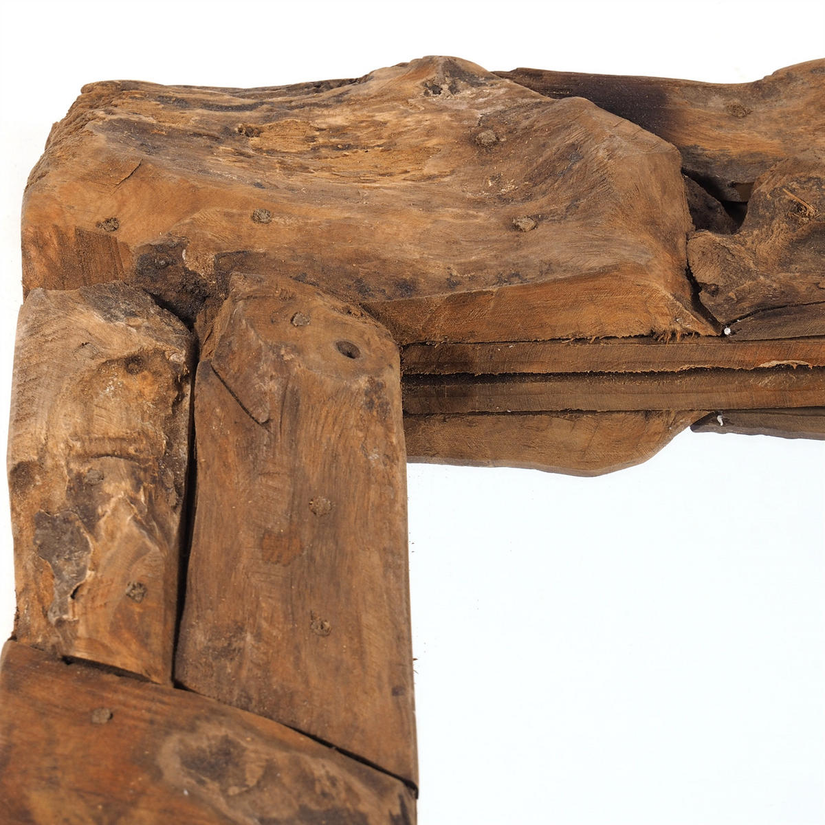 WANDSPIEGEL TEAK 50 Teakholz (erodiert) naturfarben - Braun, Holz (50/50/3cm) - DESIGN DELIGHTS