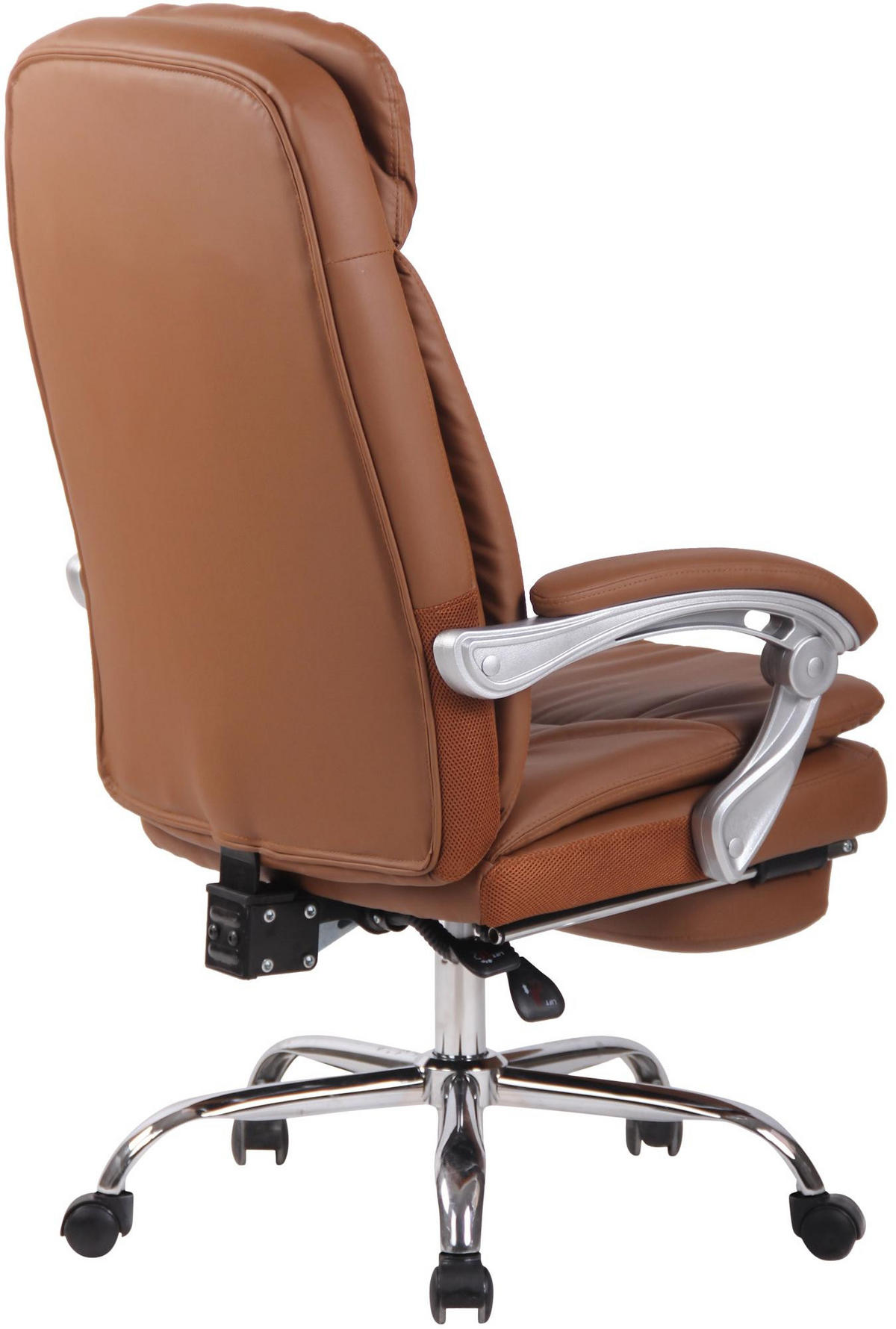 CHEFSESSEL Lederlook Hellbraun - Chromfarben/Hellbraun, Textil/Metall (67/112/67cm) - CLP