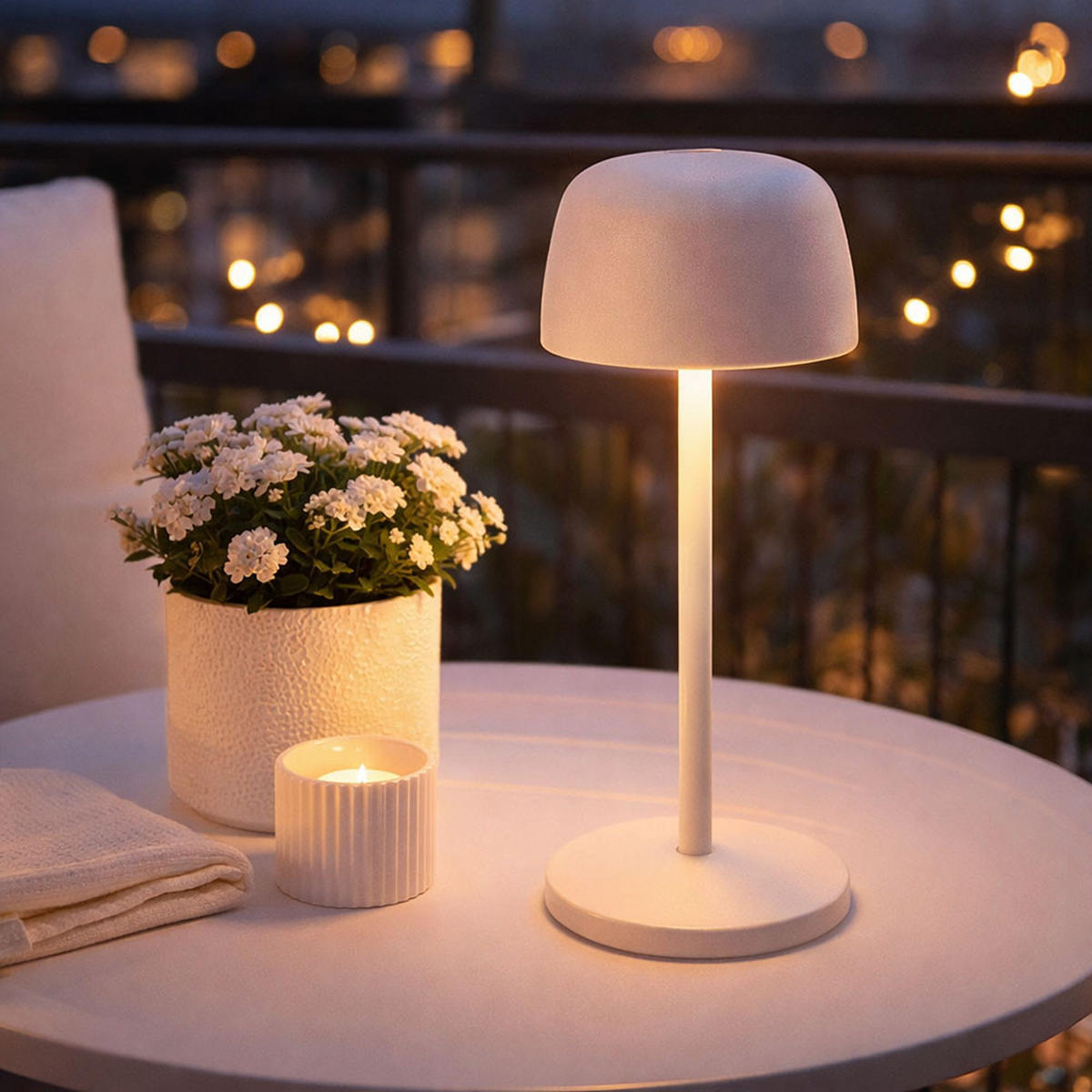 LED TISCHLEUCHTE Aluminium Weiß - Weiß, Metall (10/10/27cm)