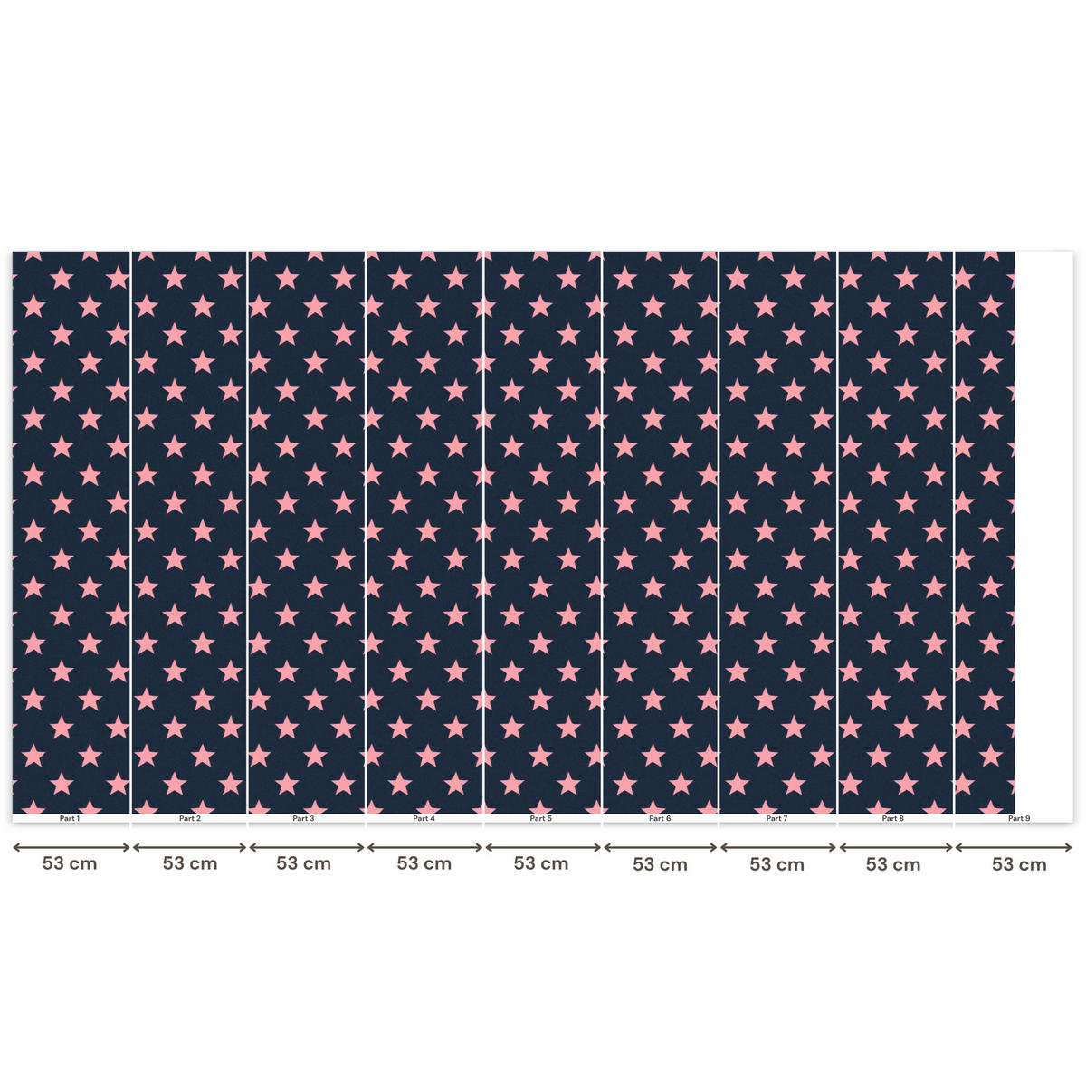 KINDERTAPETE - Muster - Sterne - Rosa - 500x280 cm - Anthrazit, Papier (500/280cm) - OnlyWow
