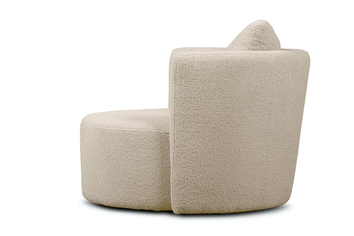 DREHSESSEL-SET RAGGI inkl. Sitzhocker, Boucle, Ecru - Ecru, Textil (92/75/80cm) - KONSIMO®