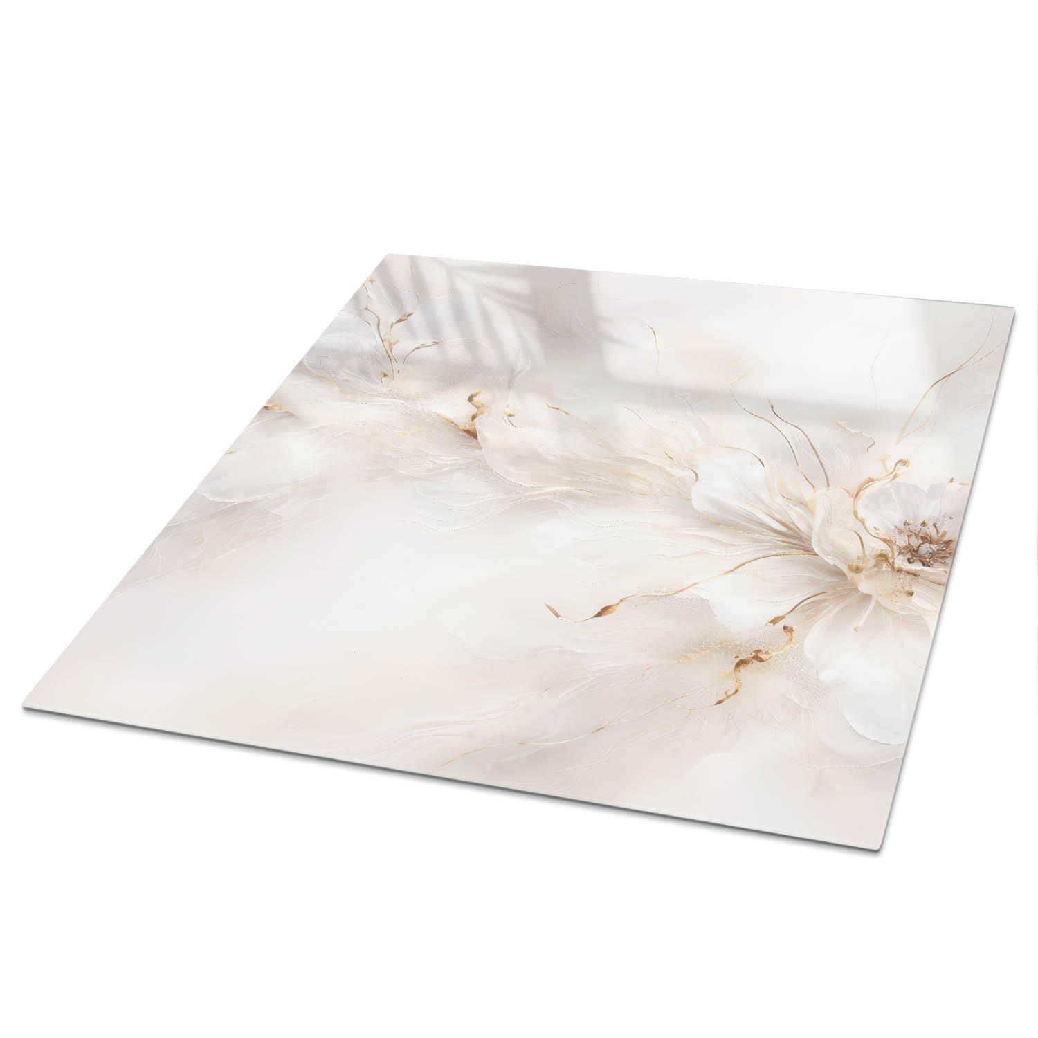 TISCHPLATTE 50x50 cm – ätherische Blüten - Beige, Glas (50/50/0.4cm) - Wallfluent