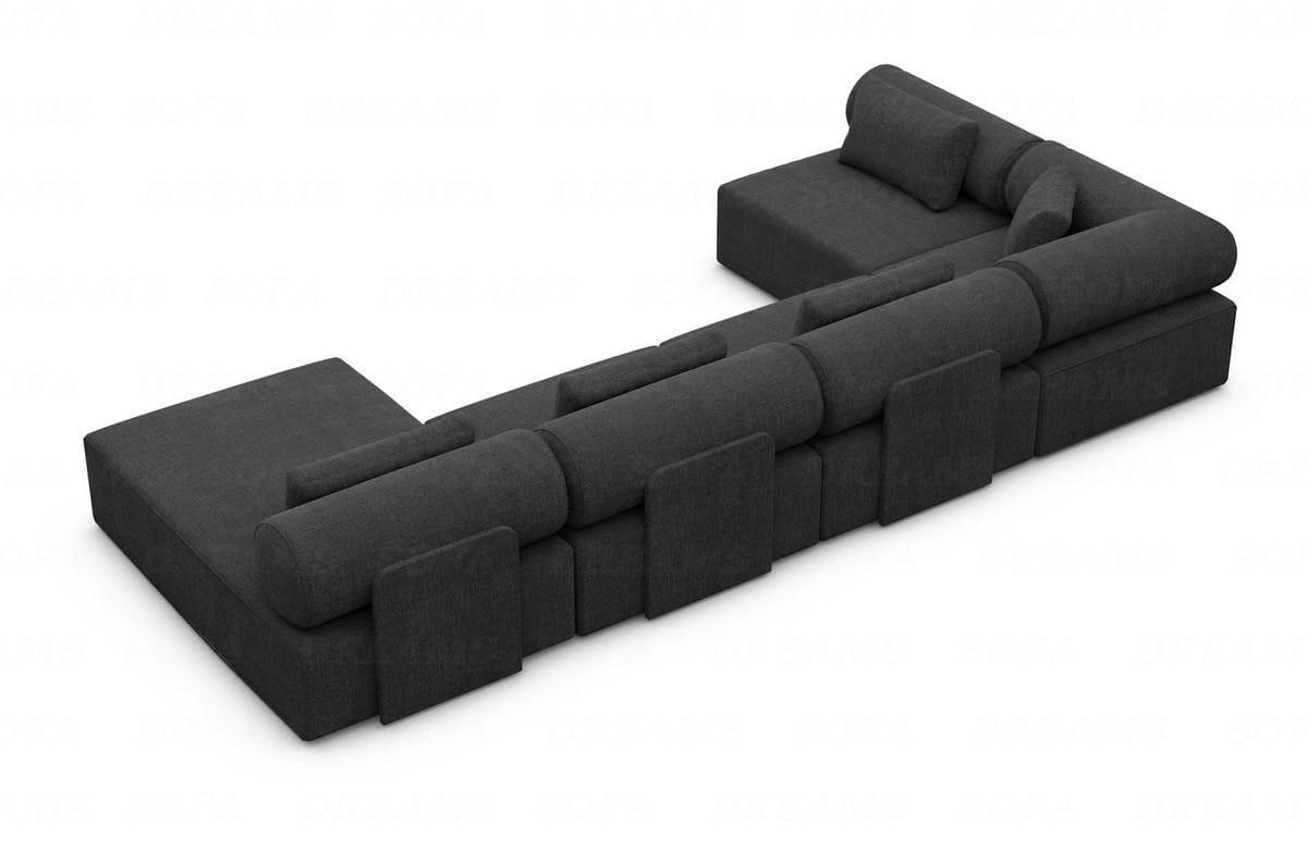 WOHNLANDSCHAFT Cipriani Schwarz Strukturstoff - Schwarz, Kunststoff (400/77/200cm)