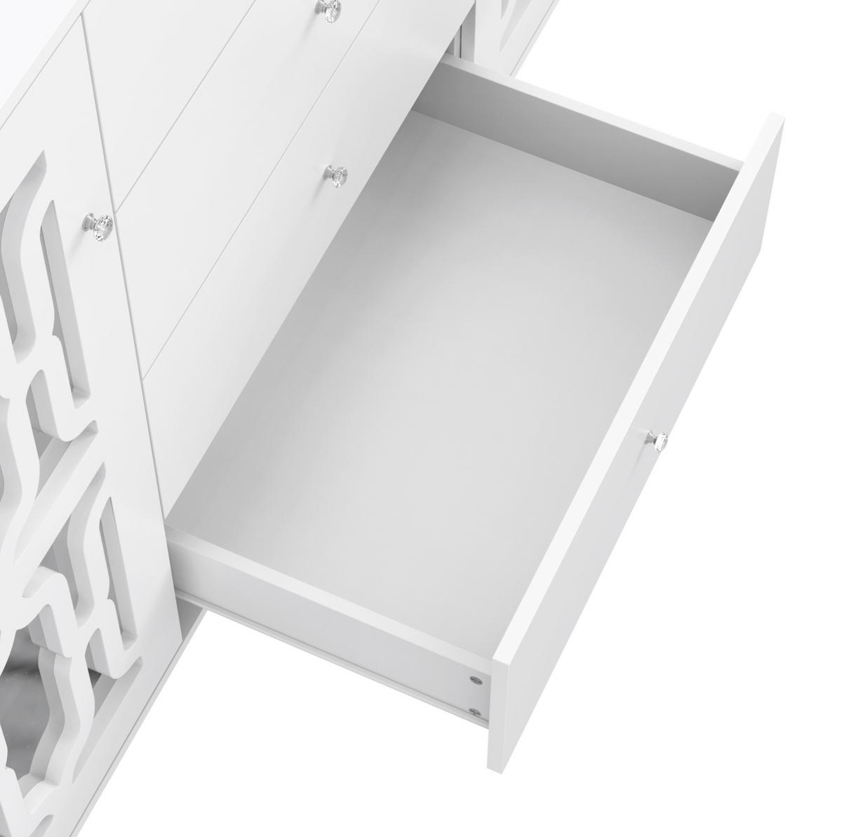KOMMODE aus MDF 147,5x40x102cm in Weiß mit Spiegeloberfläche - Weiß, Holzwerkstoff (147.5/102/40cm) - Modfu