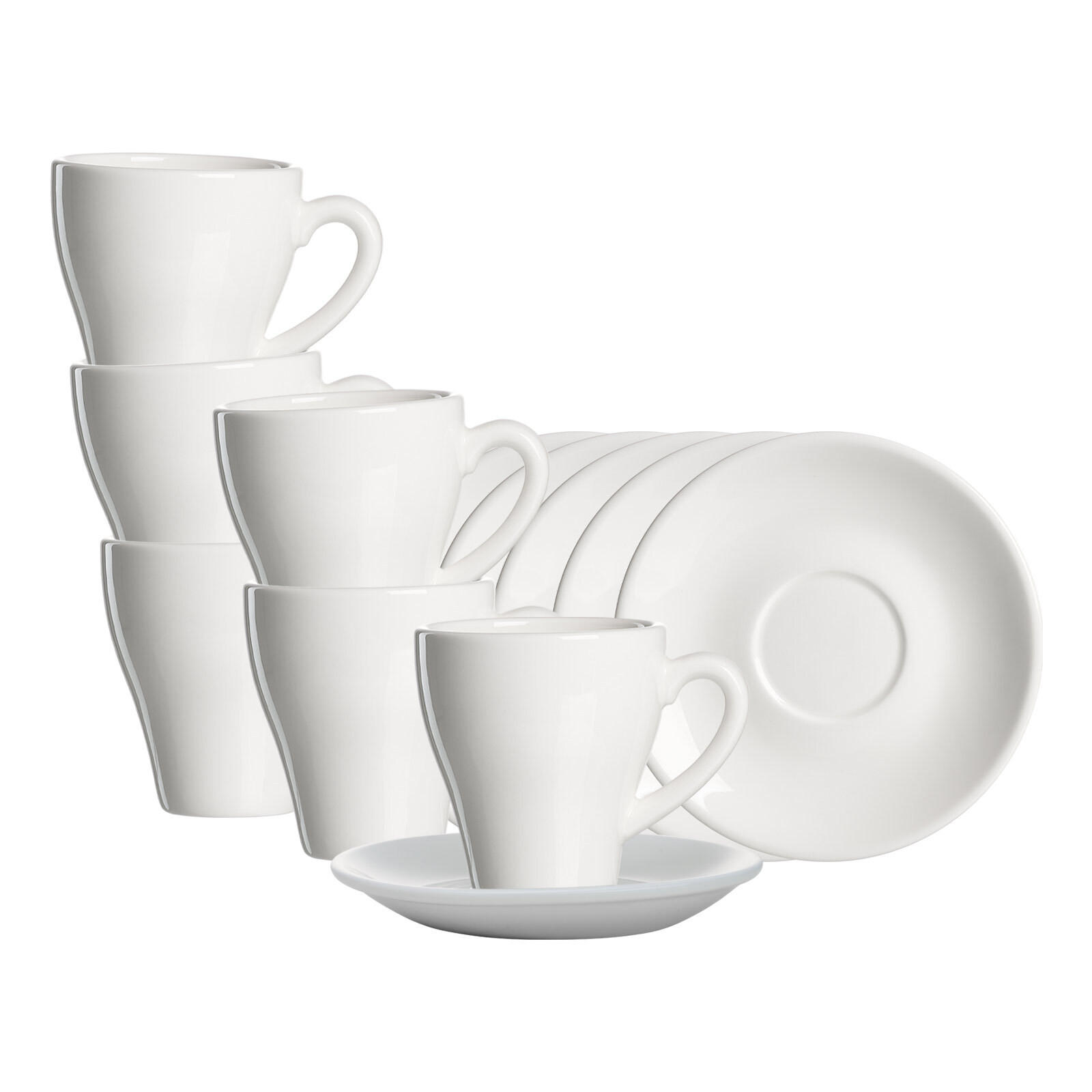 KAFFEEBECHER MIT UNTERTASSEN Bari weiß 300 ml 6er Set - Weiß, Keramik (14.5/11/14.5cm) - Ritzenhoff Breker
