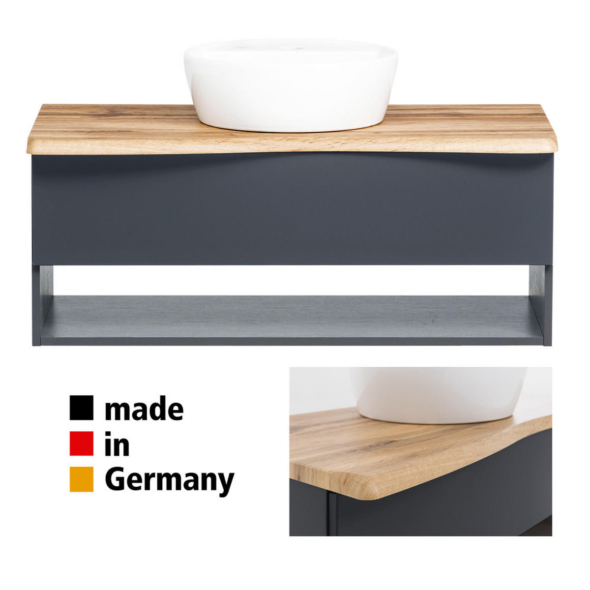 WASCHTISCH Kahla-03 - Anthrazit, Holzwerkstoff (101/55/52cm) - Lomado