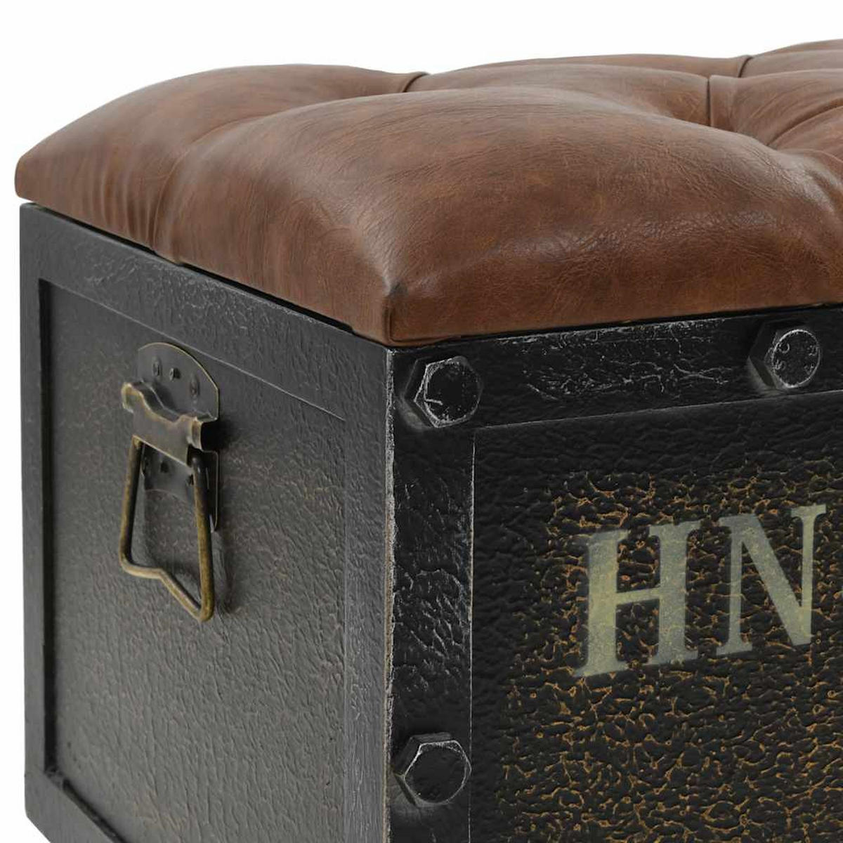 AUFBEWAHRUNGSBANK Massivholz Kunstleder 80,5/41/50 Cm - Braun, Leder (41/50/80.5cm) - vidaXL