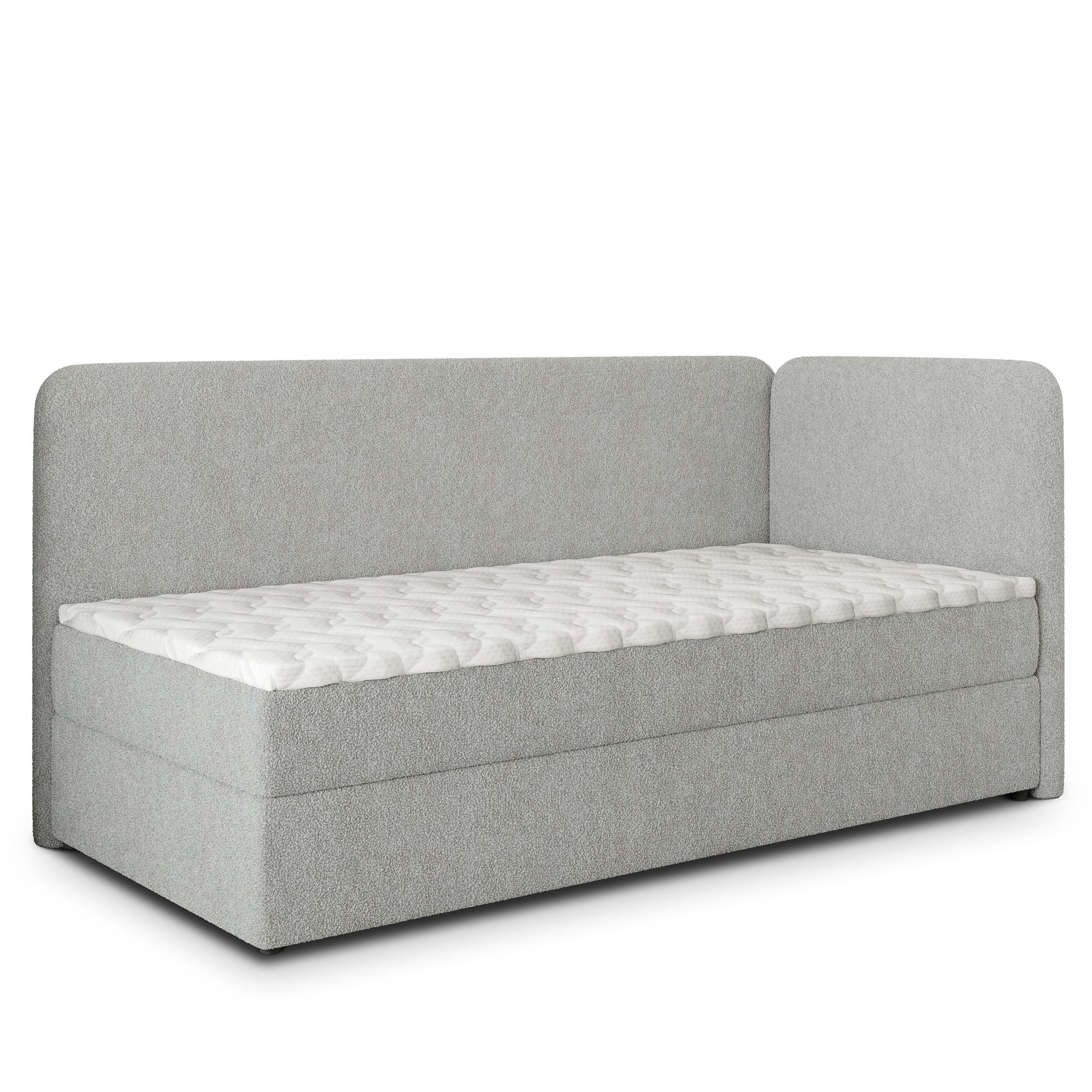 BOXBETT GINA 80x200 cm mit Matratze und Topper, H2+H3 - Hellgrau - Hellgrau, Holz (80/200cm) - MASSENO