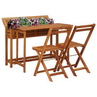 GARTENTISCH mit Hochbeet und 2 Stühlen Massivholz Akazie - Braun, Holz (100/72/65.5cm) - furnicato