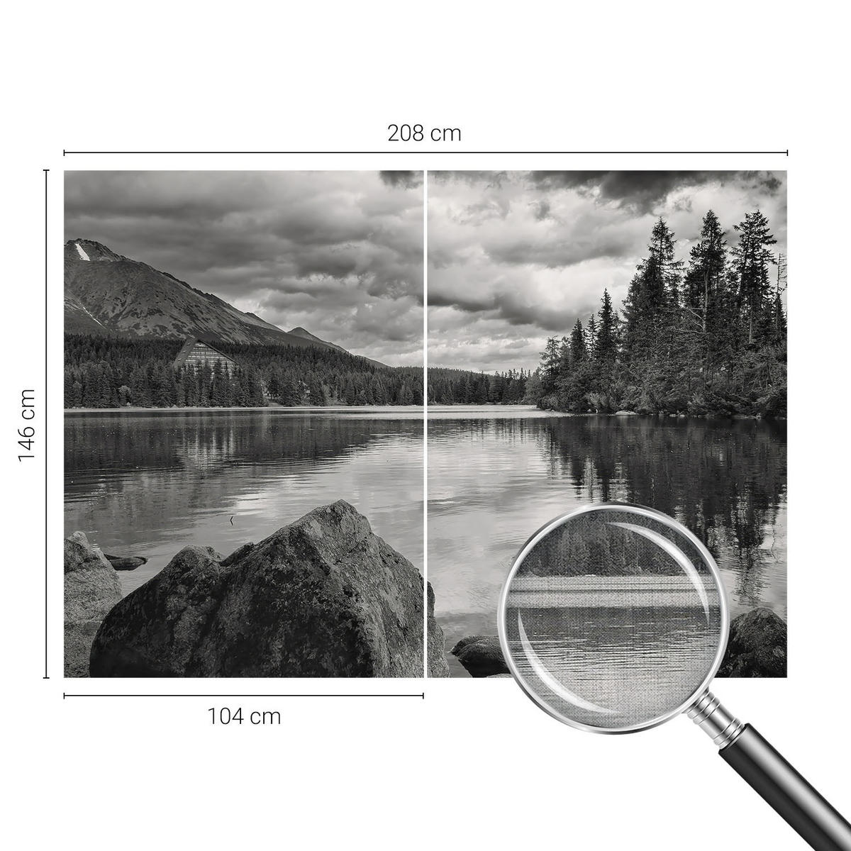 FOTOTAPETE 208x146 cm - Bergpanorama - Schwarz, Textil (208/146cm) - Wallfluent