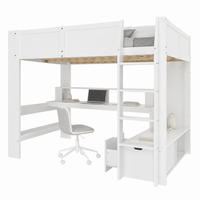 HOCHBETT mit Schreibtisch 140x200 cm Weiß mit LED und Stauraum - Weiß, Holz (140/200cm) - Meubliv