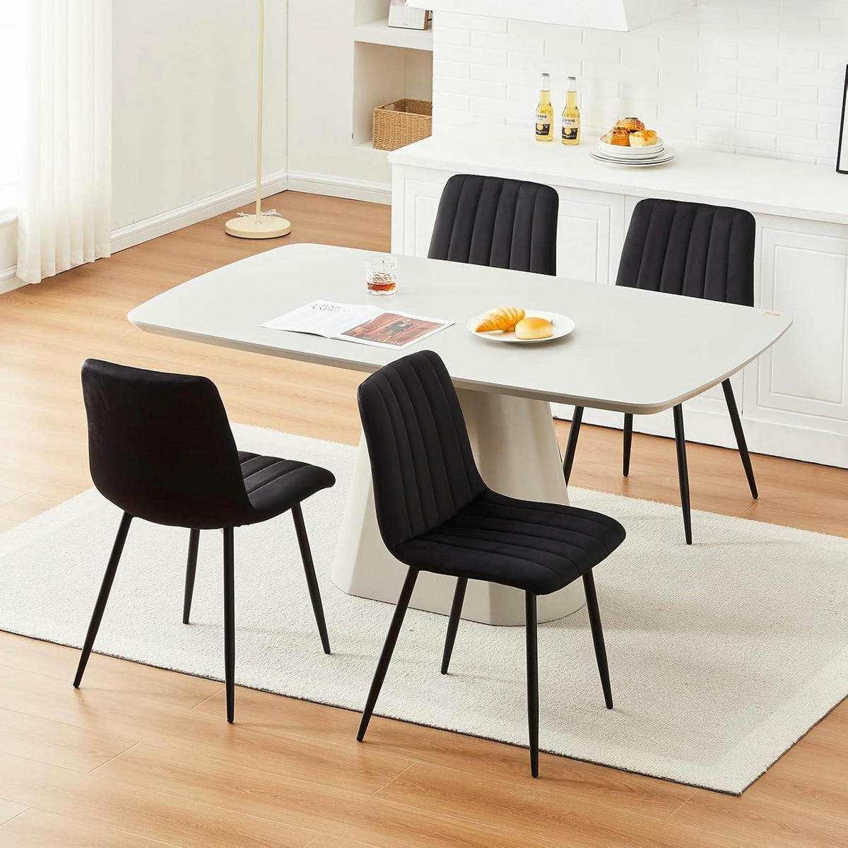 ESSZIMMERSTÜHLE 2er Set Samt Schwarz - Schwarz, Textil (54/86/45cm)
