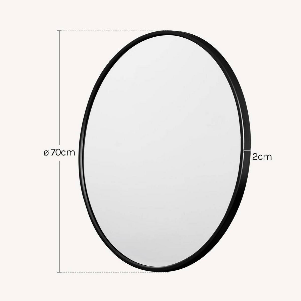 WANDSPIEGEL rund, φ 70cm, Schwarz - Schwarz, Glas/Holzwerkstoff (70/70/2cm) - Woltu
