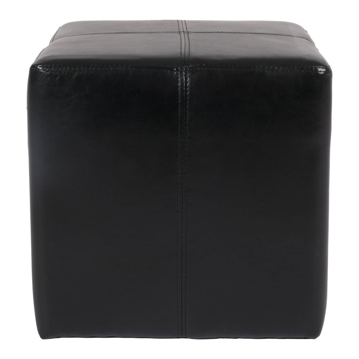 SITZHOCKER Schwarz - Schwarz, Leder (36/36/36cm) - MCW