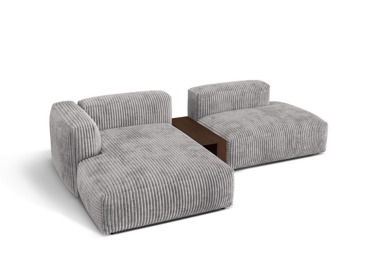 ECKSOFA modular links Martina aus Cord hellgrau 2 Sitzplätze - Hellgrau, Textil (176/285cm) - Micadoni