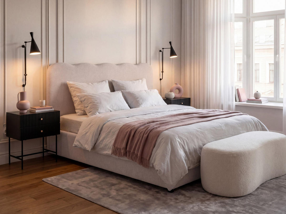 POSTEL s úložným prostorem 180/200 cm Látka Světle béžová Nanterre - béžová, textil (180/200cm) - Beliani