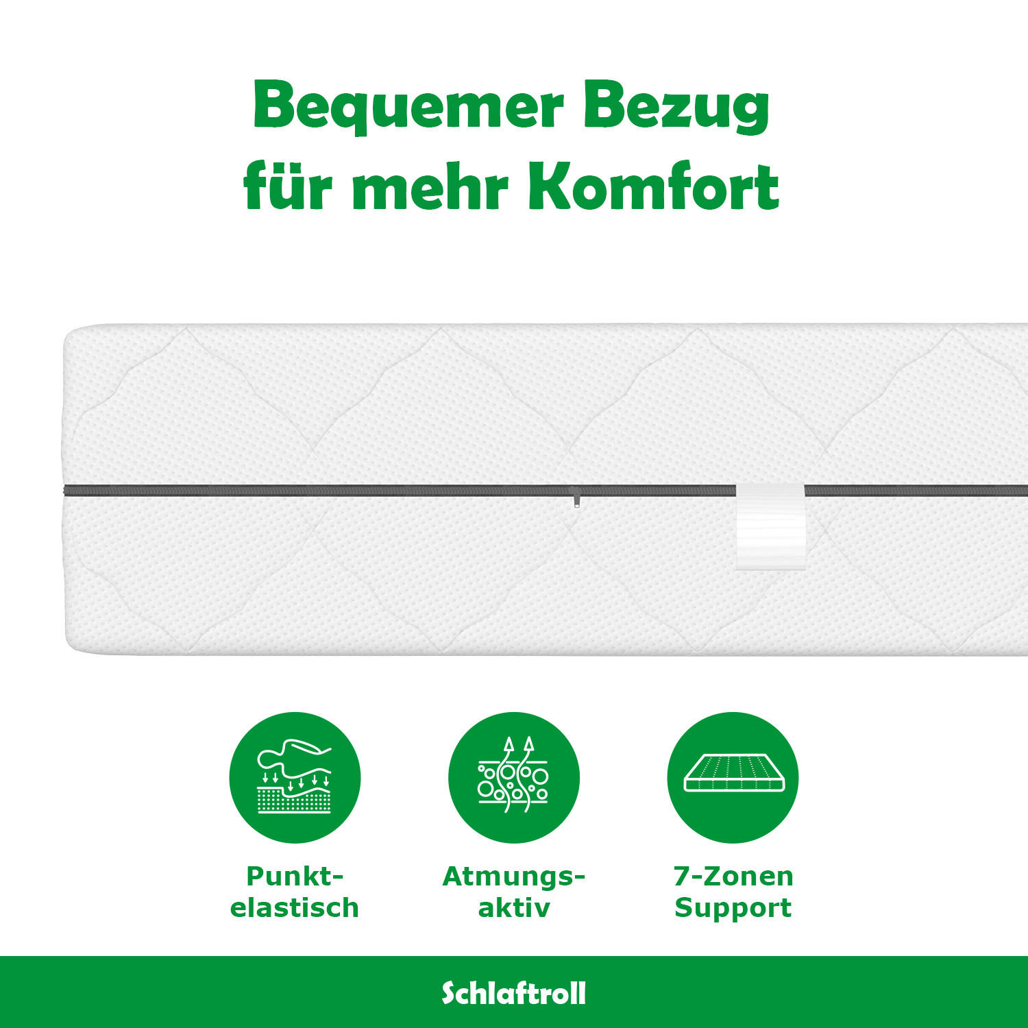 FEDERKERNMATRATZE H3 Komfort 180x200 - Weiß, Textil (180/200cm) - Schlaftroll