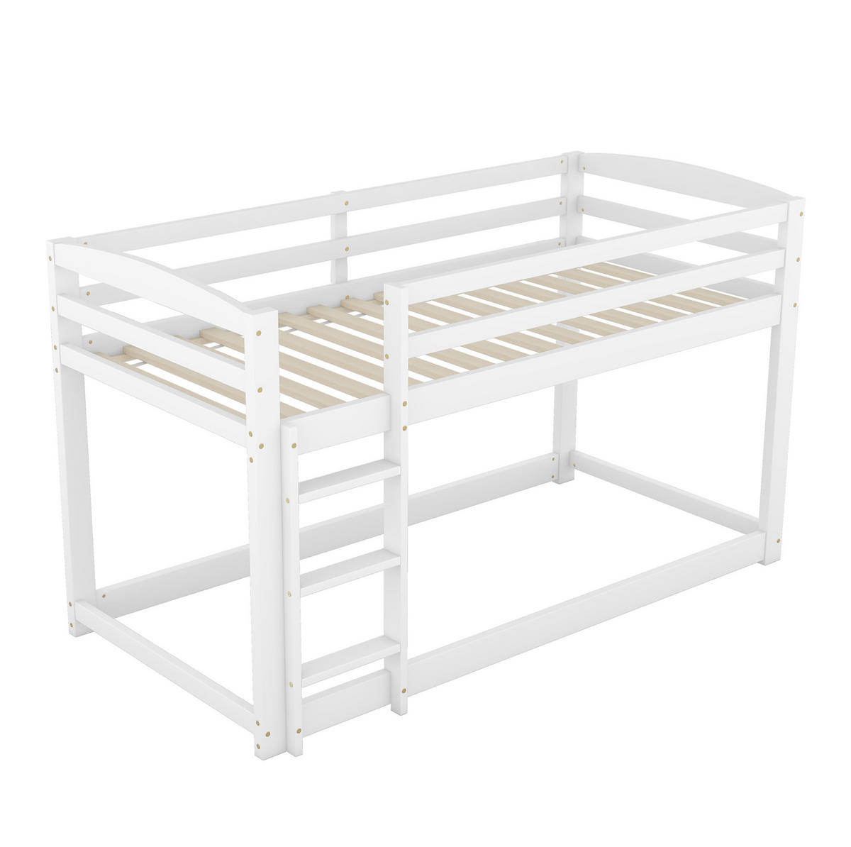 ETAGENBETT 90/200 cm, Weiß, aus Kiefer massiv, platzsparend - Weiß, Holz (90/200cm) - MIVRAY