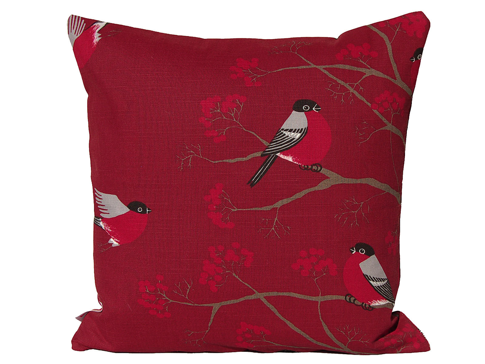 KISSENHÜLLE Beeren Vögel Baumwolle marsala 40/40 cm - Rot, Textil (40/40cm) - beties Heimtextil