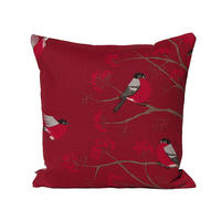 KISSENHÜLLE Beeren Vögel Baumwolle marsala 40/40 cm - Rot, Textil (40/40cm) - beties Heimtextil