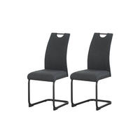 SCHWINGER-STUHL 2er Set Kairo Stühle in Anthrazit - gemütliches Design - B/H/T: 43x98x59 cm - Anthrazit, Textil (59/98/43cm)