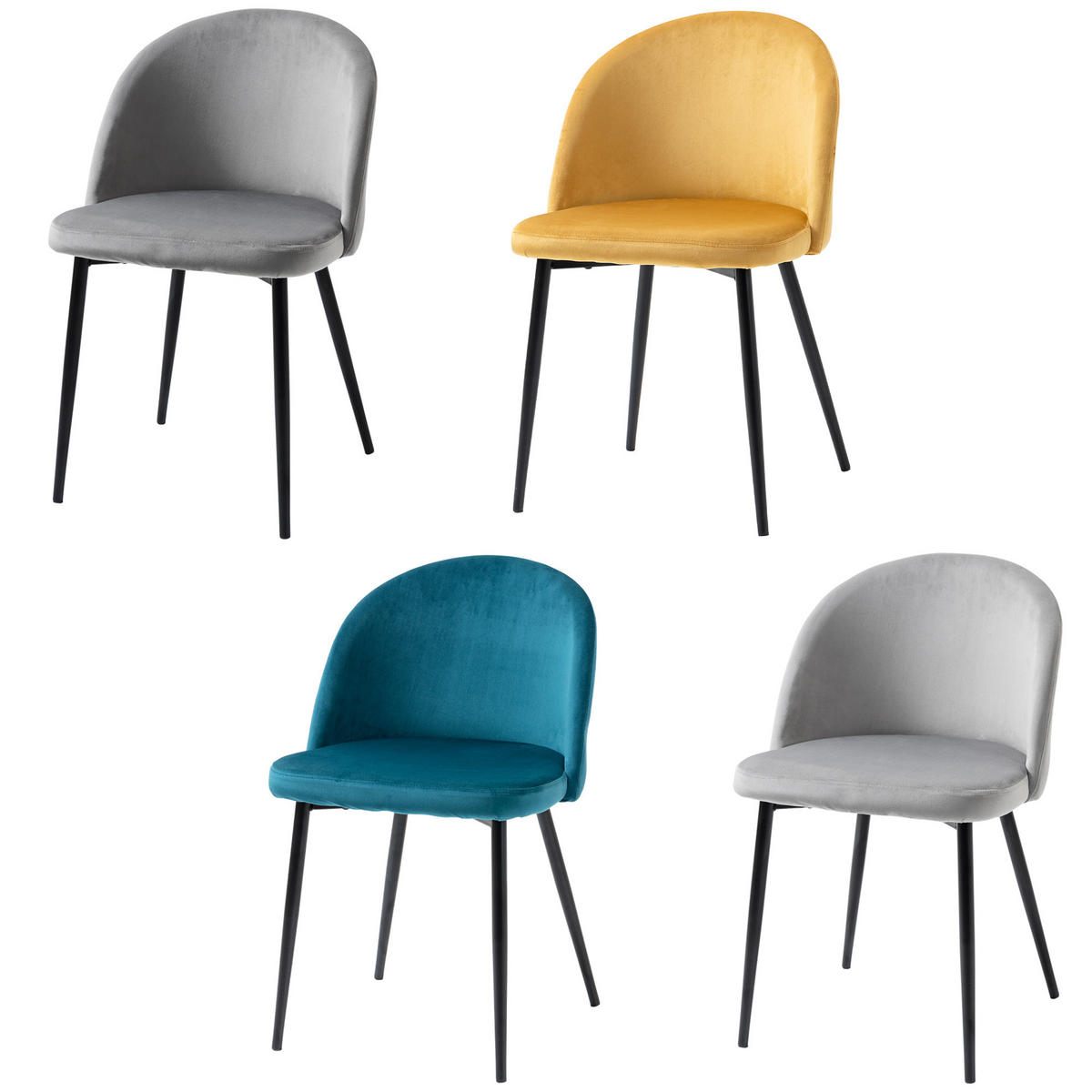 ESSZIMMERSTÜHLE 4er-Set DE-13189 Skandinavisch Mehrfarbig - Multicolor, Metall (50/77/49cm) - ComfortXL